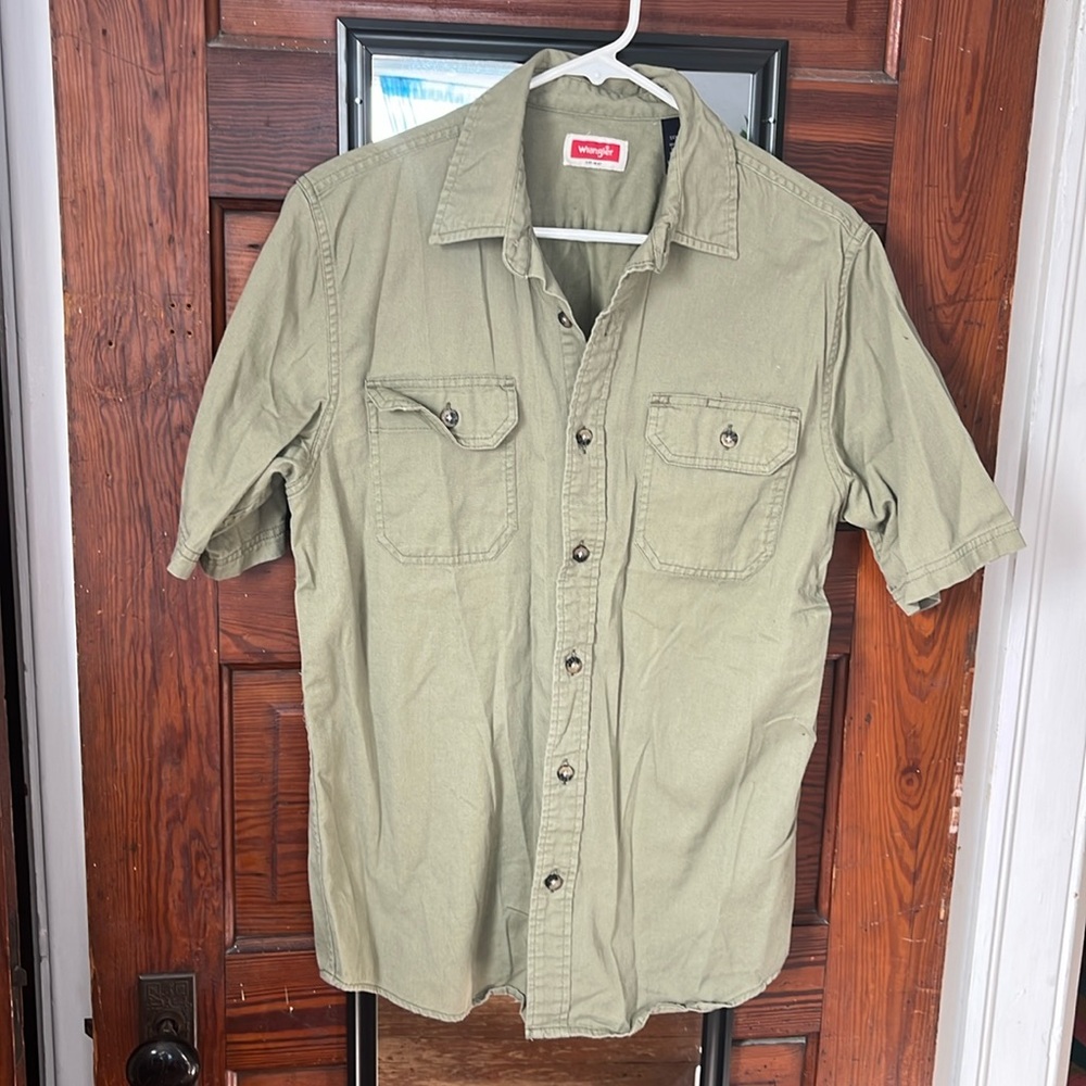 Wrangler Mens Short Sleeve Twill Shirt Aloe size S